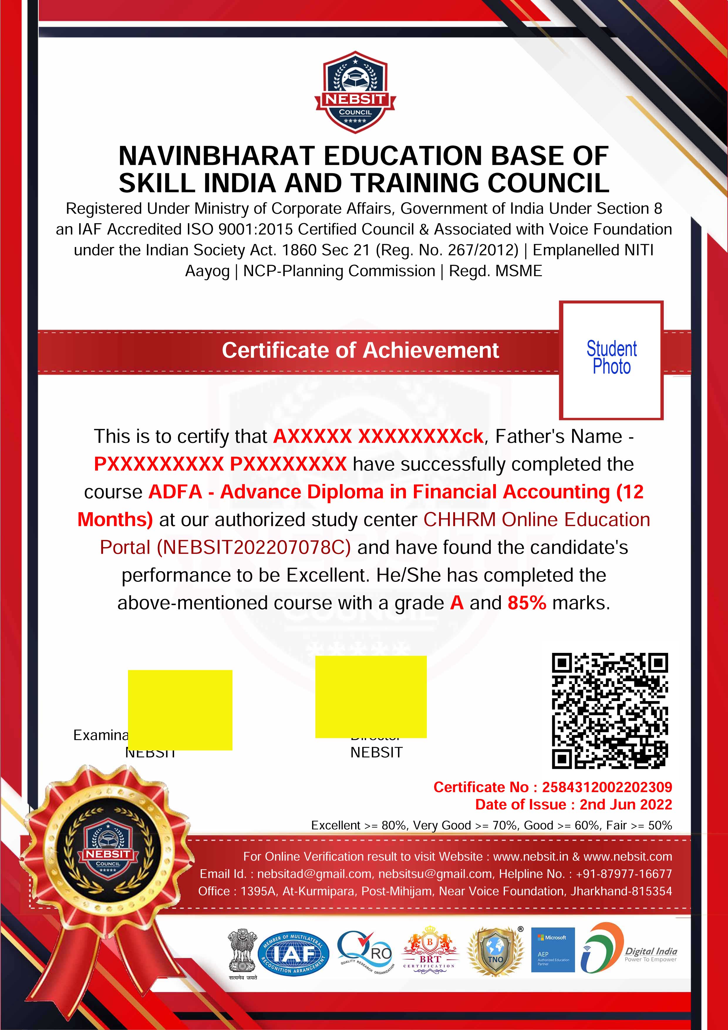 Sample Certificate