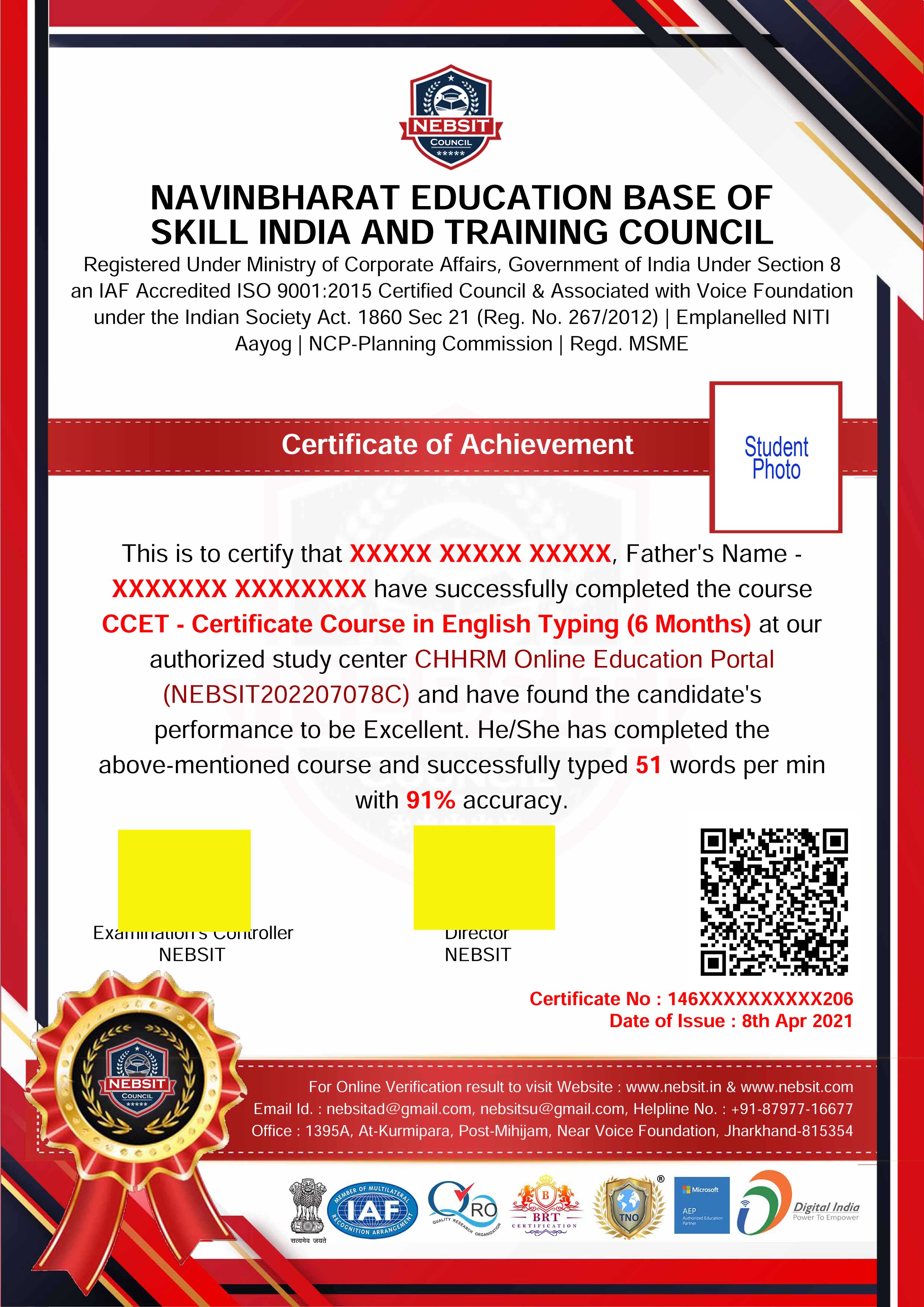 Sample Certificate
